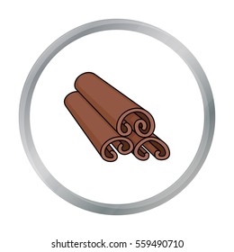 Cinnamon icon in cartoon style isolated on white background. Herb an spices symbol stock vector illustration.
