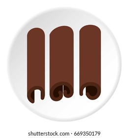 Cinnamon icon in flat circle isolated on white vector illustration for web