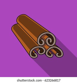 Cinnamon icon in flat style isolated on white background. Herb an spices symbol stock vector illustration.