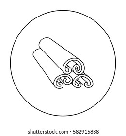 Cinnamon icon in outline style isolated on white background. Herb an spices symbol stock vector illustration.