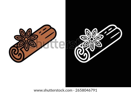 Cinnamon icon vector on White Background ,Vector Art Illustration on white background.