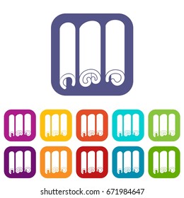 Cinnamon icons set vector illustration in flat style In colors red, blue, green and other