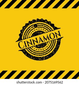 Cinnamon inside warning sign, black grunge emblem. Vector Illustration. Detailed. 