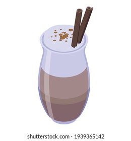 Cinnamon latte cup icon. Isometric of Cinnamon latte cup vector icon for web design isolated on white background
