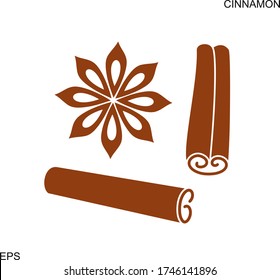 Cinnamon logo. Isolated cinnamon on white background