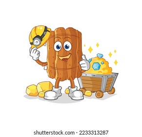 the cinnamon miner with gold character. cartoon mascot vector