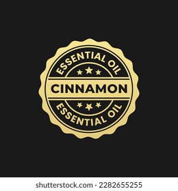 Cinnamon Oil Label or Cinnamon Essential Oil Label Vector Isolated in Flat Style. Best Cinnamon Essential Oil Label for product design element. Simple Cinnamon Oil Label for product packaging design e