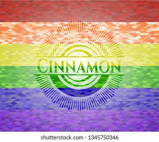 Cinnamon on mosaic background with the colors of the LGBT flag