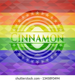 Cinnamon on mosaic background with the colors of the LGBT flag