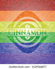 Cinnamon on mosaic background with the colors of the LGBT flag