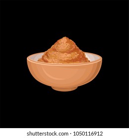 Cinnamon powder in ceramic bowl, fragrant spice vector Illustration on a white background