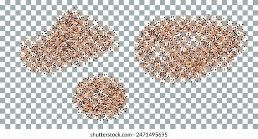 Cinnamon powder, coffee or cocoa granules, dust particles ground splatter burst isolated on transparent background. Vector illustration