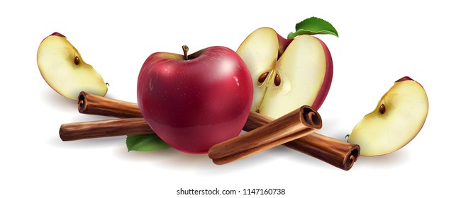 Cinnamon and red apples