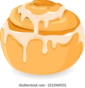 Cinnamon roll. Bakery product. Vector illustration.