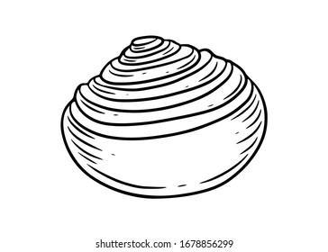 Cinnamon roll bun hand drawn vector illustration. Bake bread and buns isolated on white background.