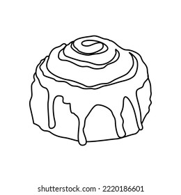 Cinnamon roll bun icons set cartoon vector. Food baked in out line style. Bread bakery concept