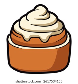 cinnamon roll cake sweet snack food meal flat color vector illustration template design
