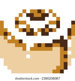 Cinnamon roll cartoon icon in pixel style