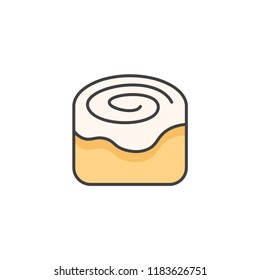 Cinnamon roll colored line icon.