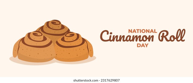 ​National Cinnamon Roll Day on 04 October Banner Background. Horizontal Banner Template Design. Vector Illustration