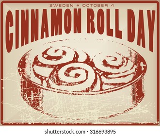 Cinnamon Roll Day vintage card for the holiday is celebrated in Sweden.