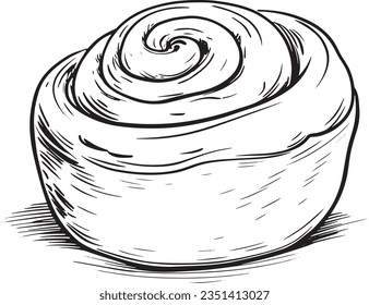 Cinnamon roll engraving style, Basic simple Minimalist vector SVG logo graphic, isolated on white background, children's coloring page, outline art, thick crisp lines, black and wh svg