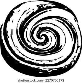 Cinnamon roll, food, isolated, vintage drawing, vector illustration, black color