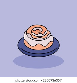 Cinnamon Roll Free vector cartoon icon illustration.Brunch icon concept isolated . flat cartoon style