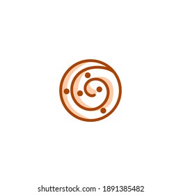 Cinnamon roll icon. Bakery icon. Simple, flat, outline, brown, two tones, color.