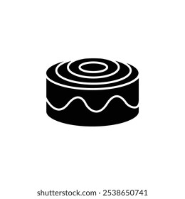 Cinnamon roll icon flat line symbol set.