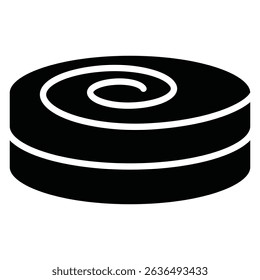 Cinnamon roll icon Flat outline fill black and white