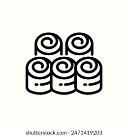 cinnamon roll icon, isolated bakery outline icon set