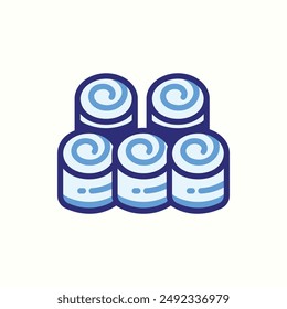 cinnamon roll icon, isolated blue icon theme bakery
