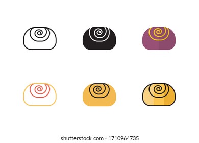 cinnamon roll icon vector illustration with different style design. isolated on white background