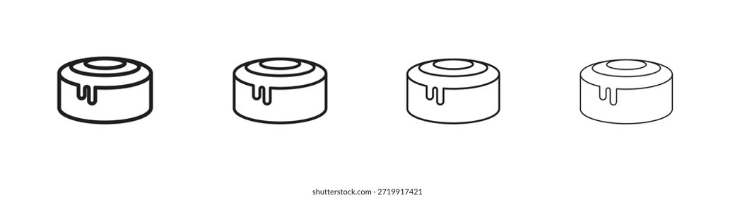 Iconos de rollo de canela, conjunto de iconos lineales. Iconos lineales negros de la palma