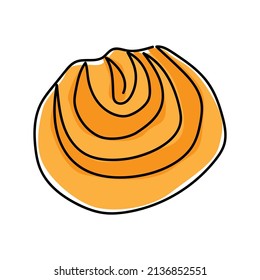 Cinnamon roll isolated on white background continuous line drawing