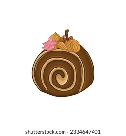 Cinnamon roll isolated on white background. Vector illustration