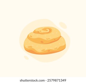 Cinnamon roll isolated swirl bun. Vector tasty bakery food, dough, sweet nutrition crusty snack, lunch or breakfast dessert, snake shape bun