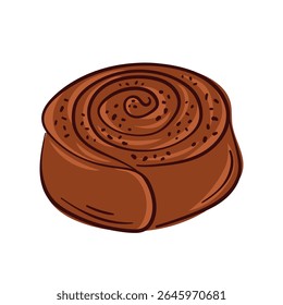 Massa de rolo de canela em estilo plano. Perfeito para ícone de marca de padaria, embalagem de entrega, design de menu de café da manhã e doce pastelaria.