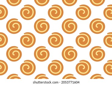 Cinnamon Roll pattern wallpaper. Cinnamon Roll cartoon vector. Cinnamon Roll on white background.