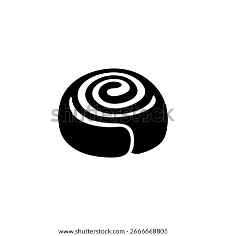 Cinnamon roll silhouette icon vector flat design.