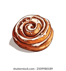 Cinnamon roll, simple minimalistic vector logo isolated on white background. Cinnamon roll with cream. Illustration