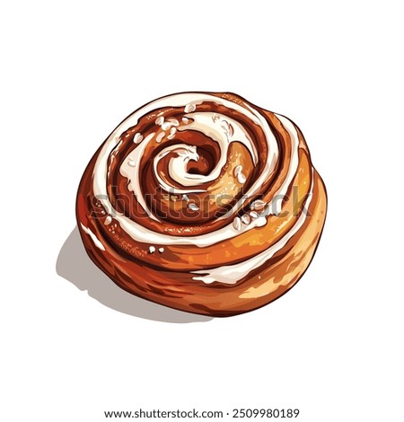 Cinnamon roll, simple minimalistic vector logo isolated on white background. Cinnamon roll with cream. Illustration