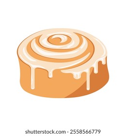 Cinnamon Roll - sweet bakery product. Vector isolated on white.