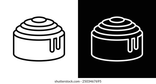 Cinnamon roll thin line vector icon set.