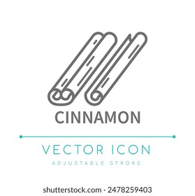 Icono de línea de aroma de canela, símbolo de sabor de alimentos, vela y jabón Fragancia Vector, cosméticos Perfume Ingredient Logo Label 