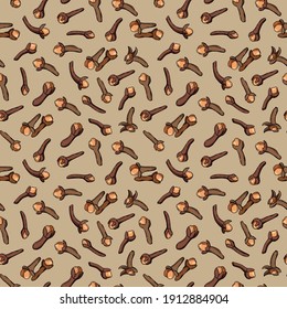 Cinnamon spice seamless pattern. Hand-drawn illustration. Design for fabrics, textiles, cafes, wallpapers, packaging.