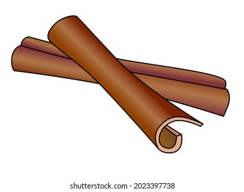 Cinnamon Spices - vector full color illustration. Cinnamon sticks are a spice, ingredient for cooking.