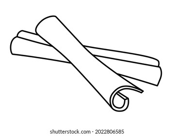 Cinnamon Spices - vector linear illustration for coloring pages or pictograms. Cinnamon sticks for coloring book or logo. Outline.