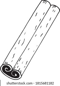 cinnamon stick hand drawn vector doodle. single element for design icon, label, menu, sticker. food, seasonings, spices